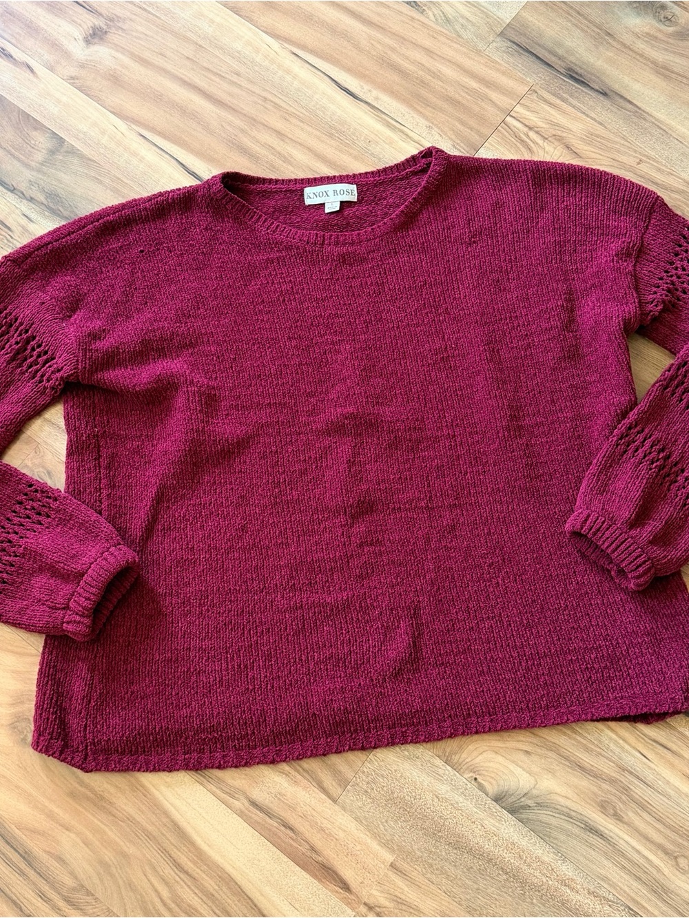 Knox Rose Wine Crewneck Knit Sweater